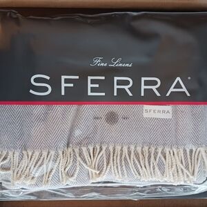 SFERRA CELINE 9701 Cotton 51×71" Throw Lilac Herringbone NEW